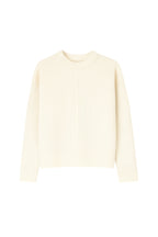 Reverse-Stitched Crew Neck Ecru Sweater