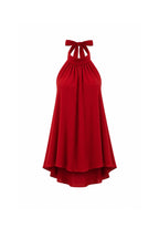 Turtleneck Low-cut Back Satin Red Mini Dress