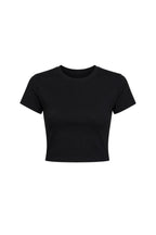 Black Crew Neck Lycra Crop T-Shirt