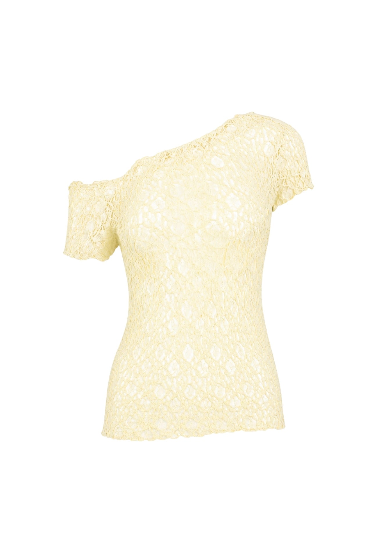 Off Shoulder Yellow Guipure Blouse