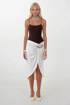 Toka Detay Asymmetric Ecru Skirt