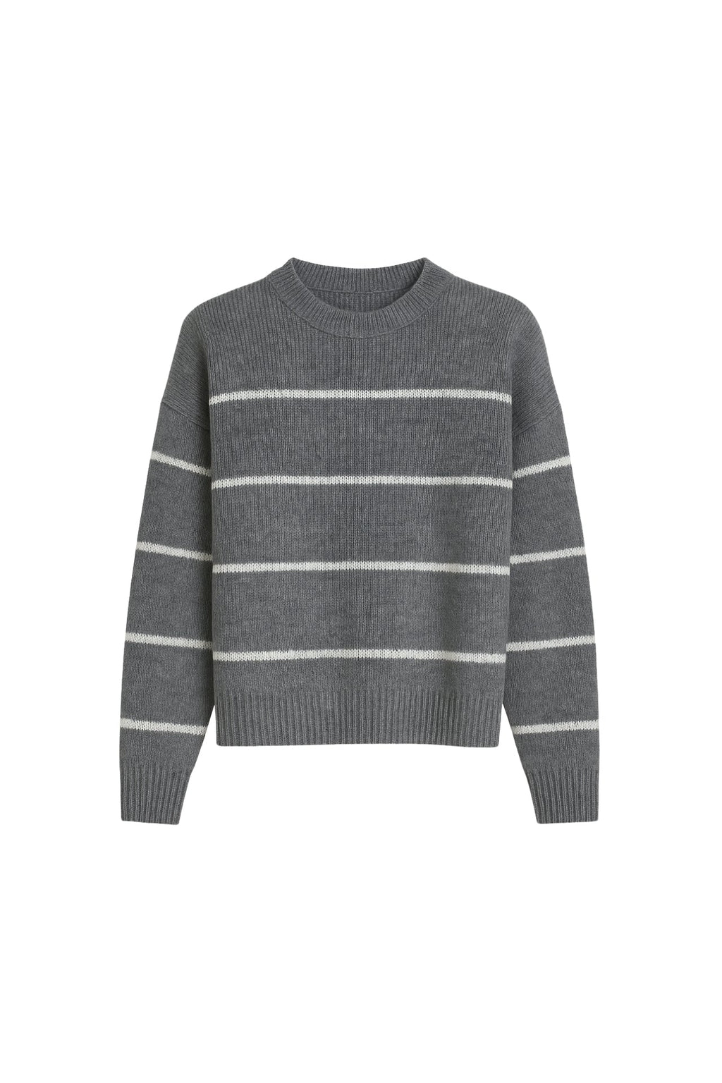 Striped Basic Grey Knit Sweater