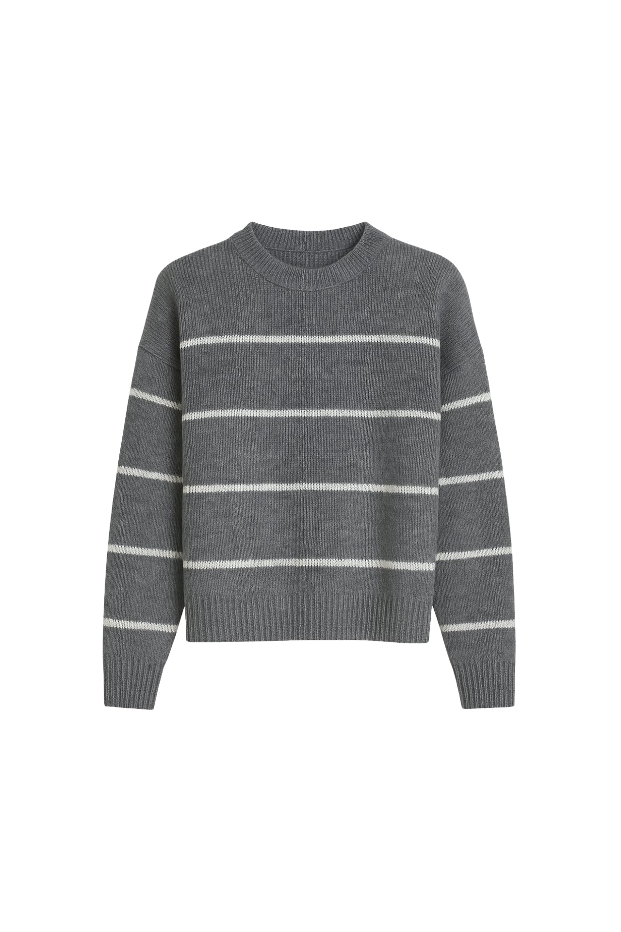 Striped Basic Grey Knit Sweater