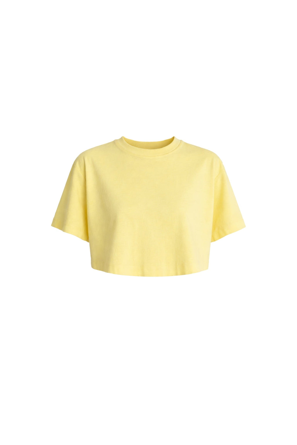 Washed Effect Yellow Crop T-Shirt