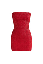 Sequined Red Straplez Mini Dress
