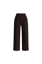 Button Detail Basic Brown Palazzo Pants