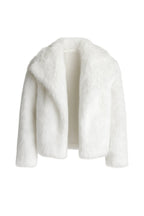 Shawl Collar White Plush Fur Coat