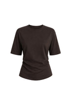 Waist Ruched Basic Brown T-Shirt