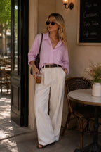 Basic Oversize Pink Shirt with Pocket Detail