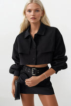 Belt Detail Black Mini Skirt