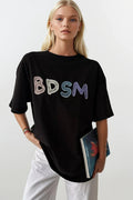 Back And Front Printed Oversize Black T-Shirt