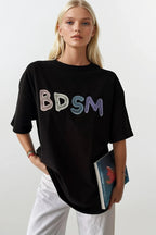 Back And Front Printed Oversize Black T-Shirt
