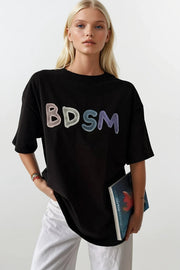 Oversized Black T-Shirt with Back and Front Print