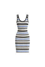Striped Halter Neck Baby Blue Knit Dress
