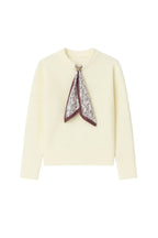 Scarf Detail Ecru Knit Sweater