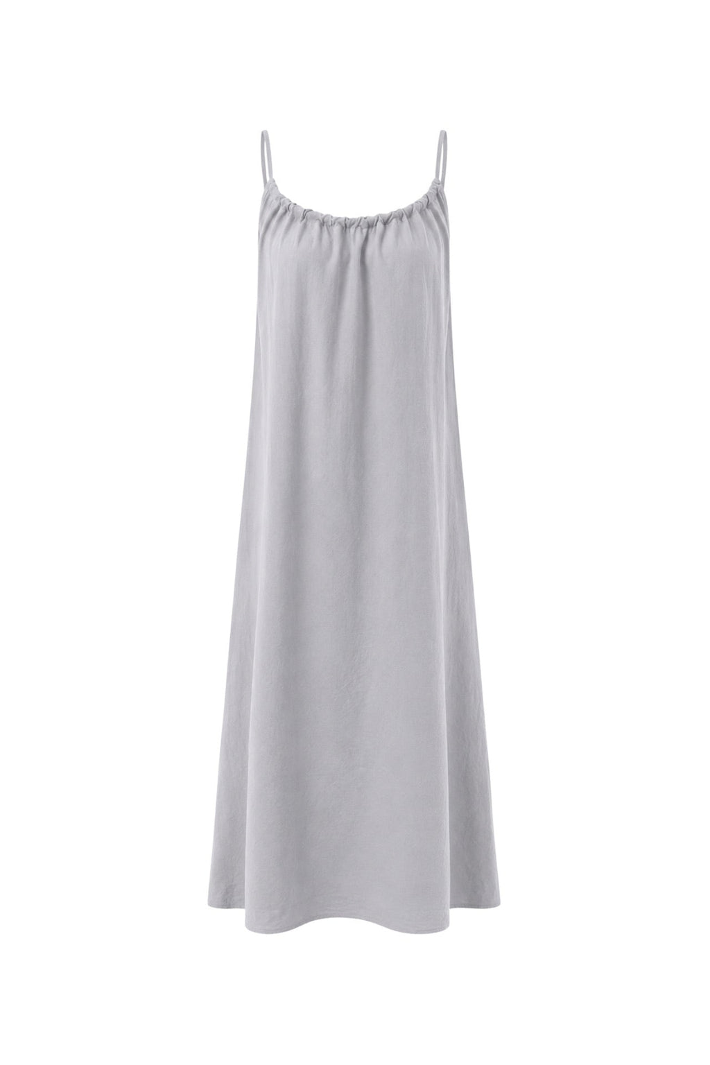 Back Lace Strap Gray Maxi Dress