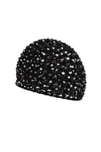 Sequined Knitted Black Cap