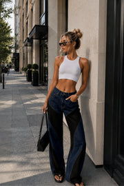 Two-Tone Embellished Jeans