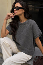 Basic Oversized Charcoal Knit Sweater Vest
