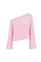 Off Shoulder Thin Pink Knitwear Blouse