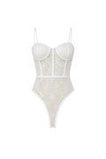 Glop Detail Strappy White Guipure Bodysuit