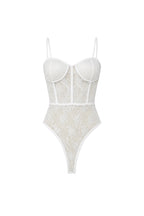 White Guipure Bodysuit with Glop Detail Straps