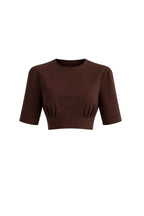Waist-Fitted Crop Brown T-Shirt