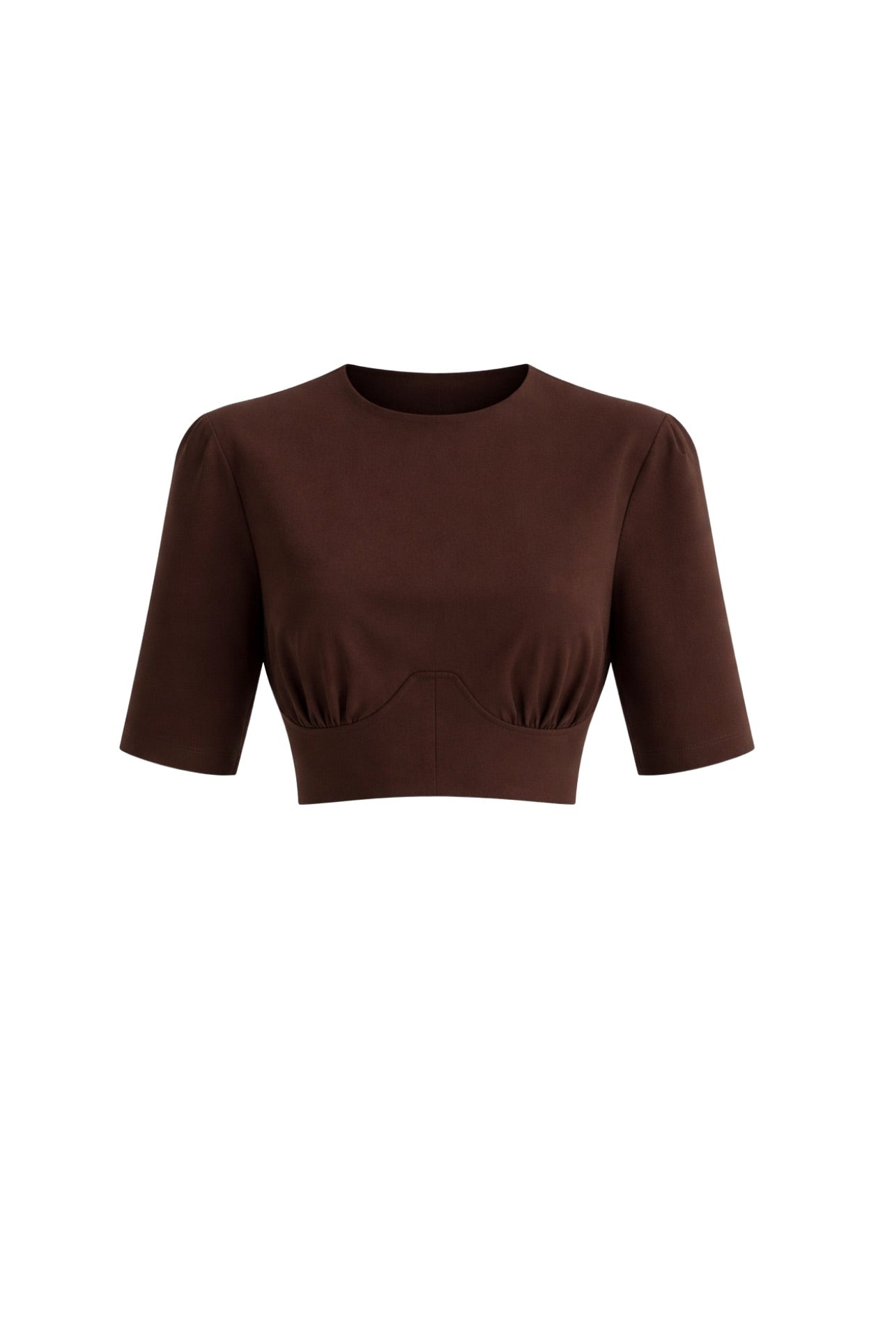 Waist-Fitted Crop Brown T-Shirt