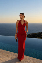 Accessory Detail Maxi Red Dress