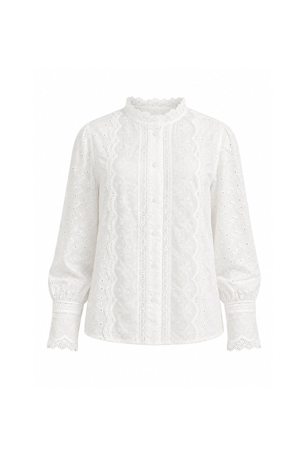 Magnificent Collar White Guipure Shirt