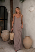 Strappy V-Neck Maxi Modal Mink Dress