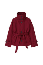 High Neck Crop Burgundy Trench Coat