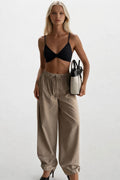 Drawstring Detail Cotton Stone Pants