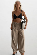 Drawstring Detail Cotton Stone Pants