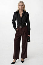 Padded Shoulder Oversize Black Shirt