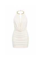 Plunging Neckline Accessory Detail White Mini Dress