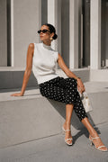 Puantiye Pattern Black Kapri Trousers