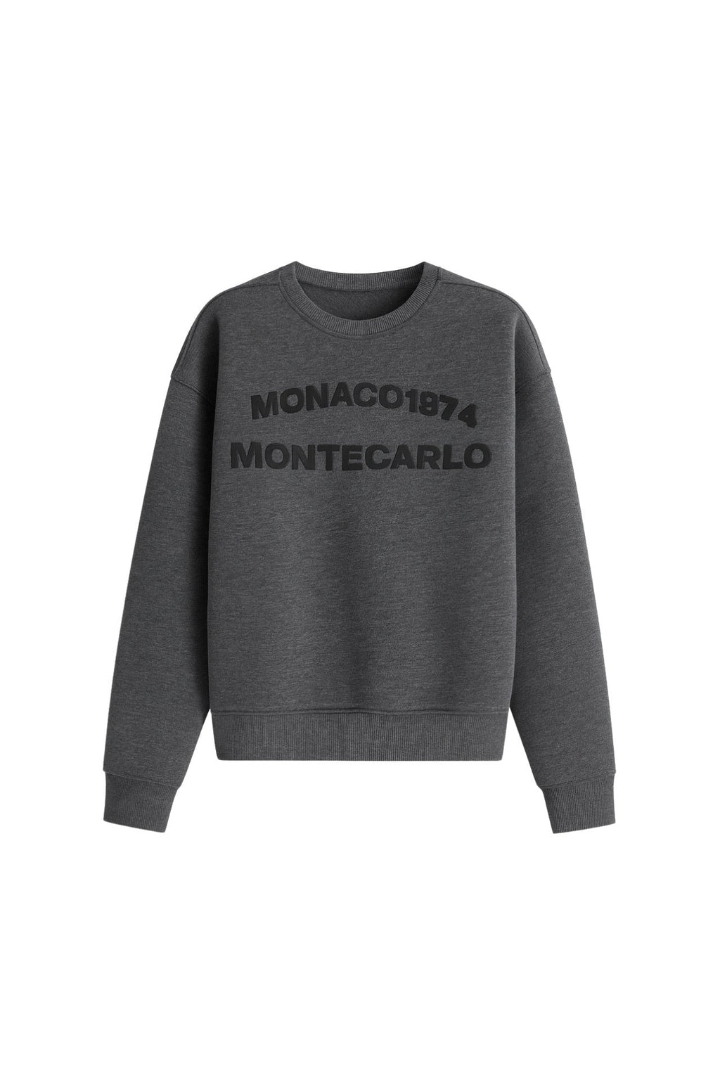 Crew Neck Kabartma Baskili Anthracite Sweatshirt