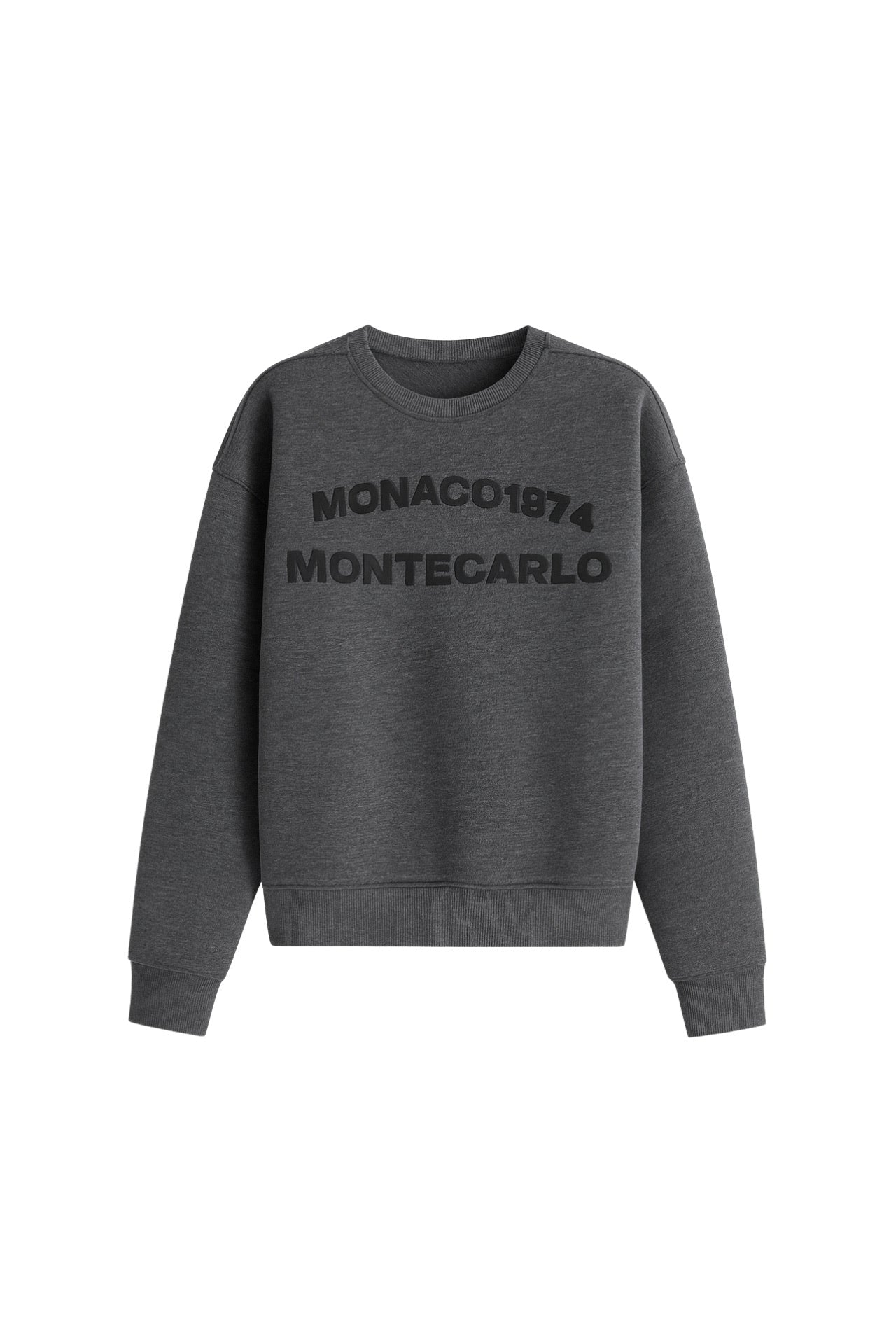 Crew Neck Kabartma Baskili Anthracite Sweatshirt