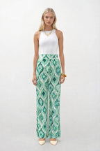 Patterned Satin Green Pants