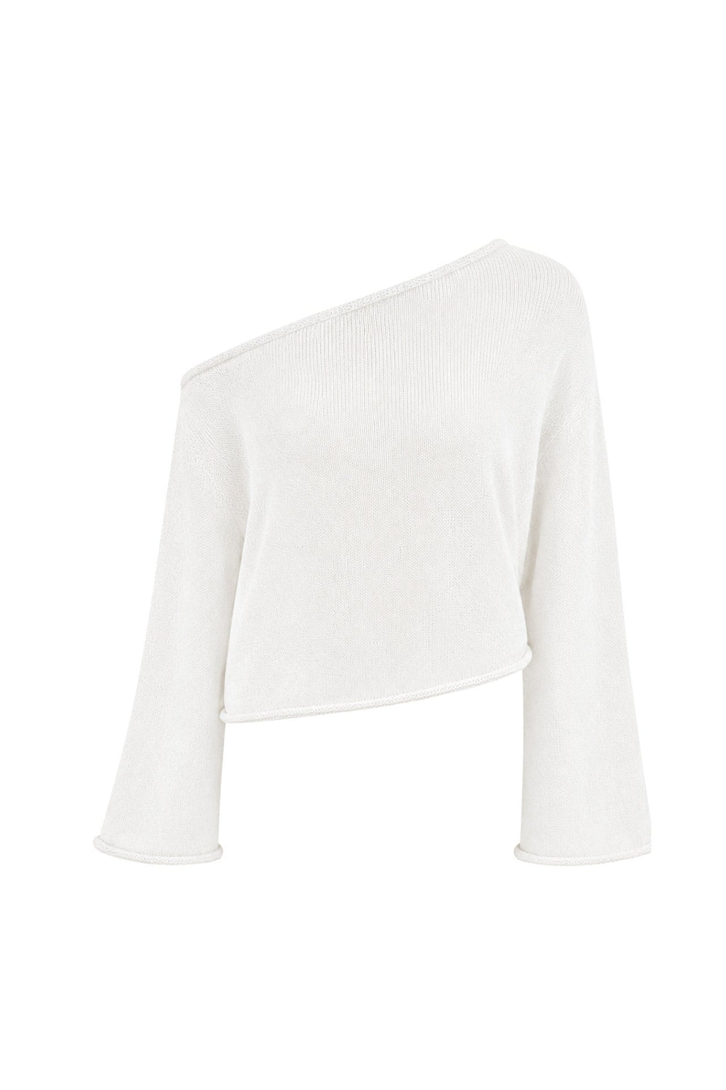 Off Shoulder Thin White Knitwear Blouse