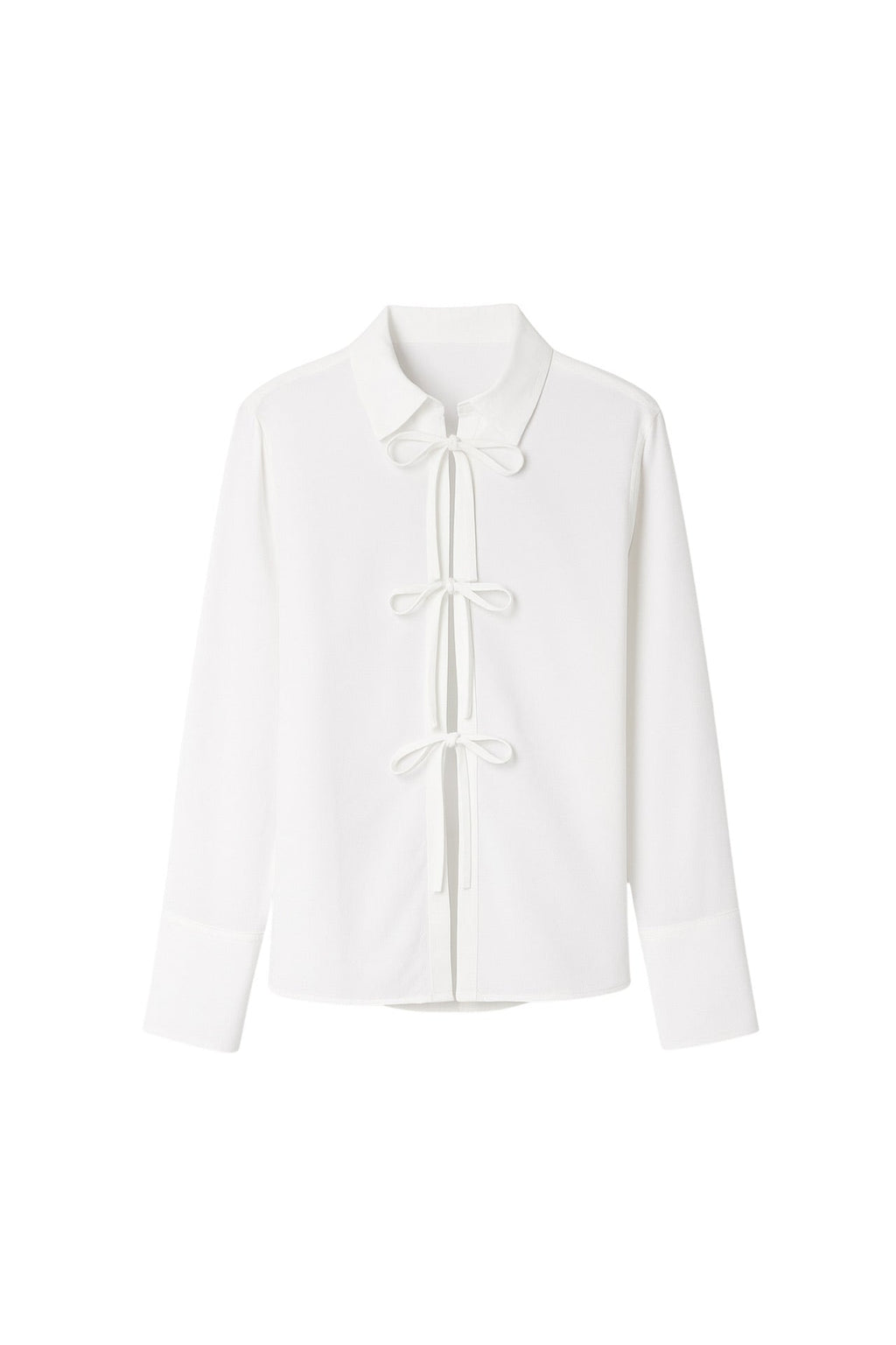 Tie Detail Satin White Shirt