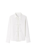 Tie Detail Satin White Shirt
