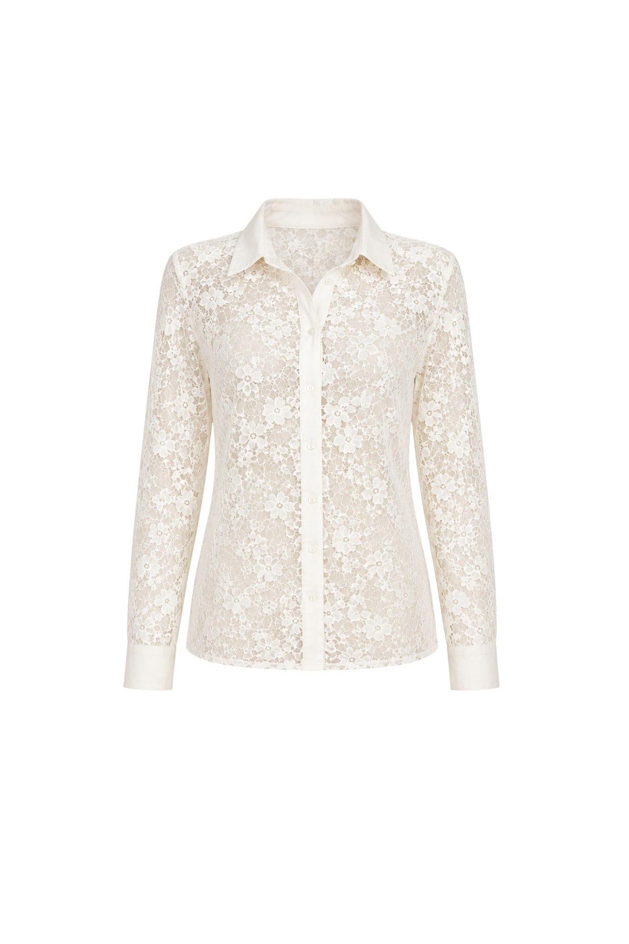 Button Detail White Guipure Shirt