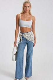 Lace Scarf Detail Blue Jeans