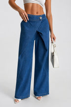 Wrap Gold Accessorized High-Waist Blue Jeans