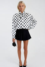 Polka Dot Pattern Scarf Detail White Shirt