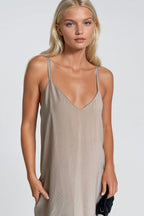 Strappy V-Neck Maxi Modal Beige Dress