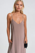 Strappy V-Neck Maxi Modal Mink Dress