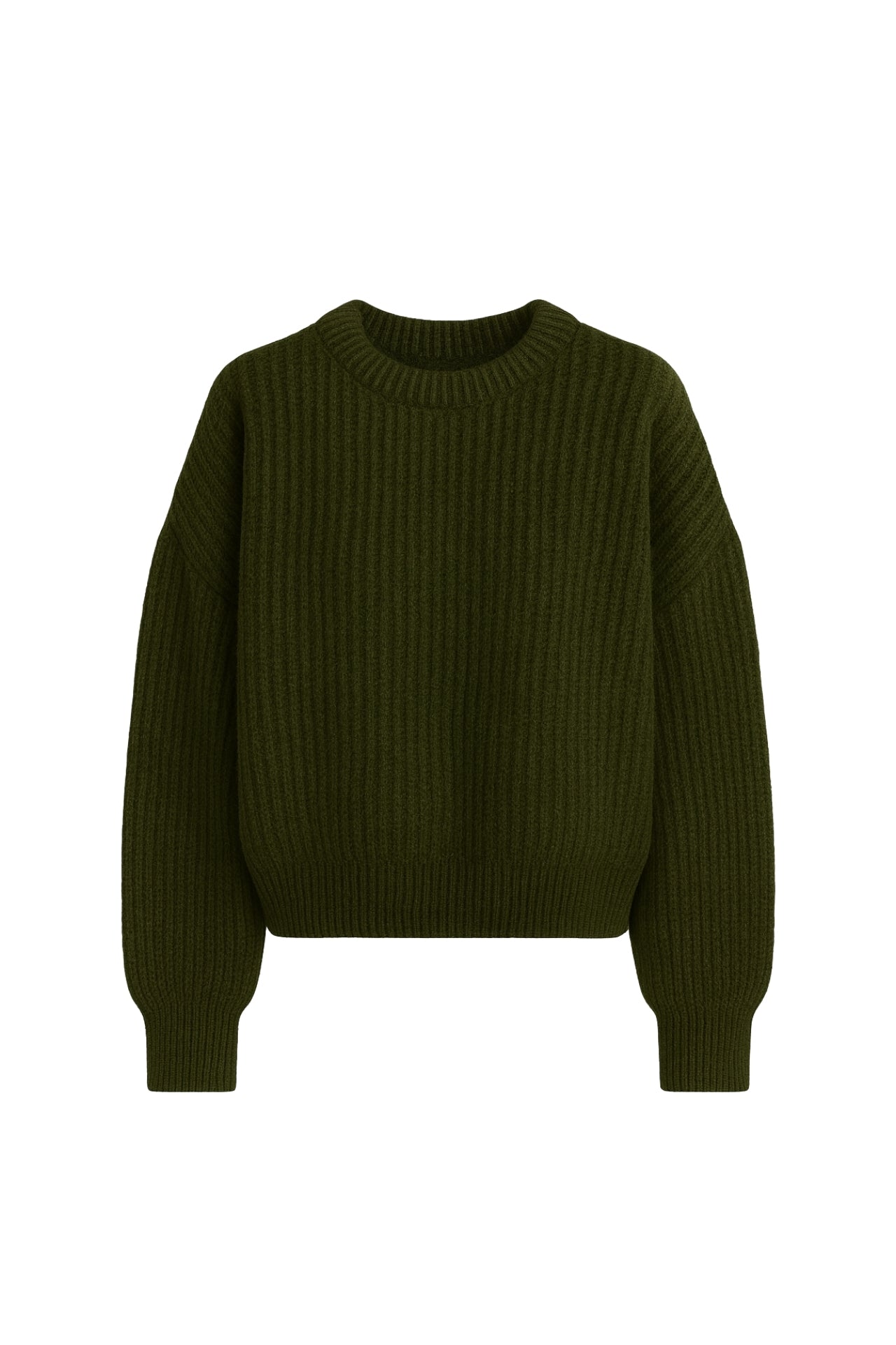 Knit Detail Basic Khaki Knit Sweater